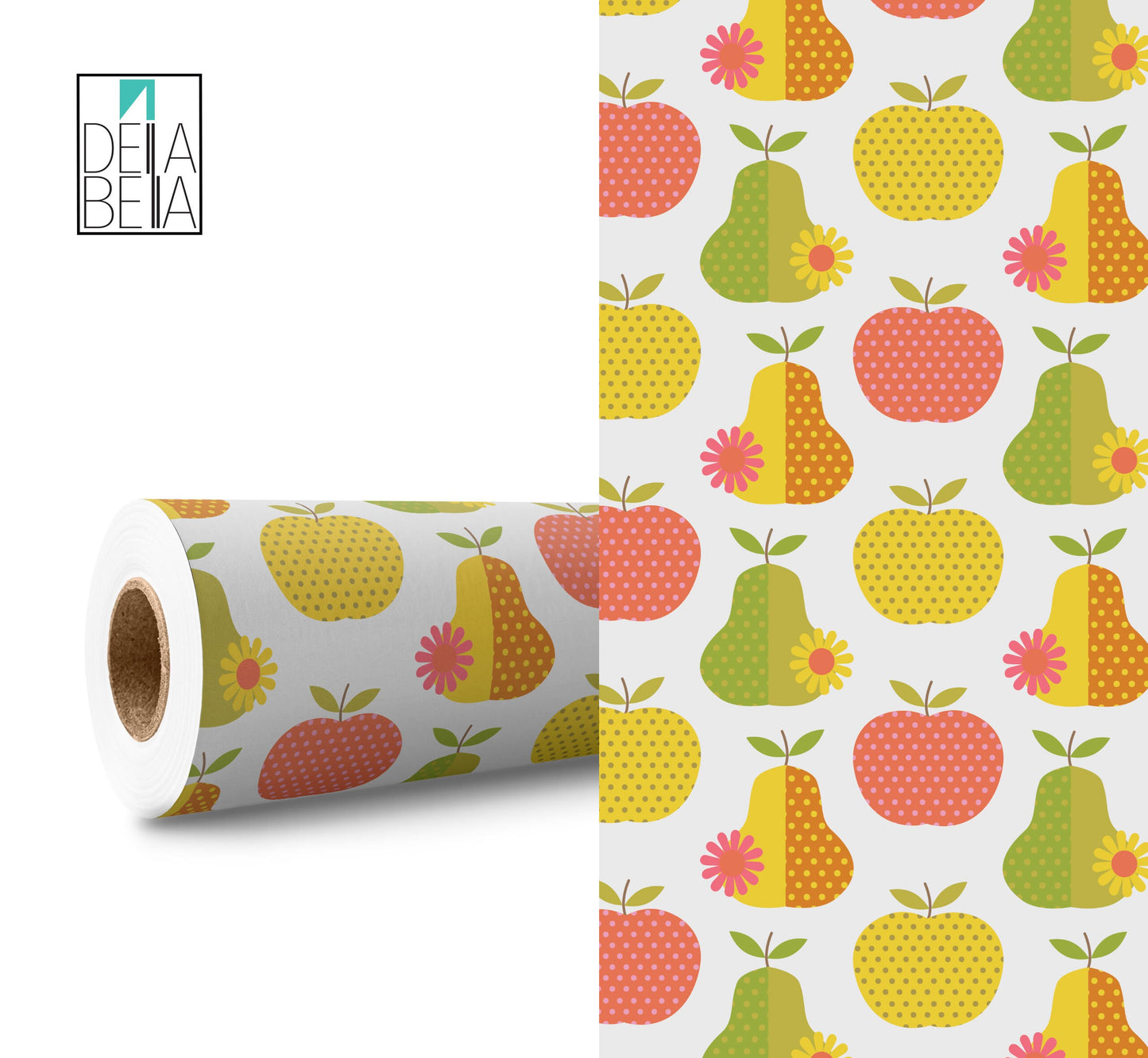 Vinyl Wrap Sticky Back Plastic Vintage Retro Furniture Kitchen Fridge Wrapping Worktop Upcycling Self Adhesive Film Projects Apple Pear