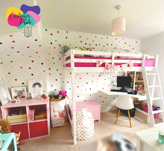 Polka Dot Wall Stickers 110x Rainbow 11 Colours