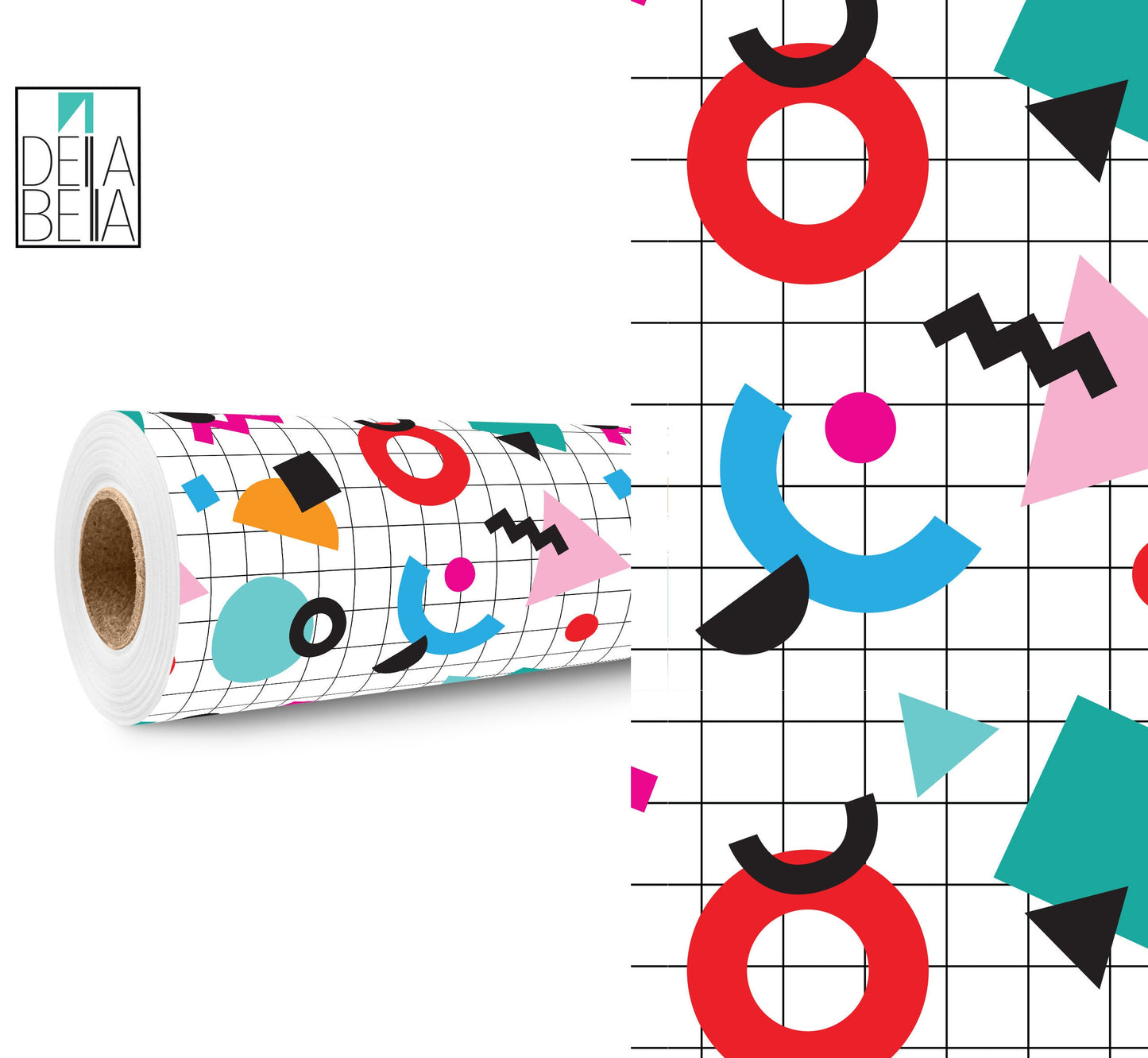 Memphis 80's Style Design Kitchen Cabinets Vinyl Wrapping For Furniture Geometric Peel & Stick Wrap Vinyl Home Decor Furniture Stickers