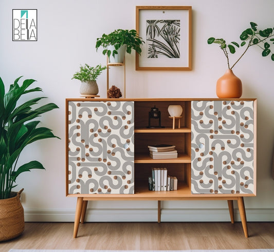 Wraps Vinyl Japandi Wrapping for Furniture Arches Circles Boho Kitchen Cabinets Retro Decor Fridge Wrap Home Sticky Back Plastic 2023