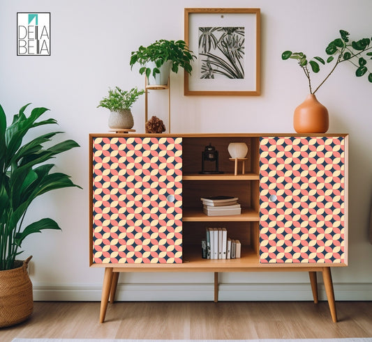 Vinyl Wrap Vintage, Fridge Wrap, Pop Art, Mid, Retro, Geometric, Kitchen Cabinets, Abstract, Wrapping for Furniture, Home Decor, Upcycling