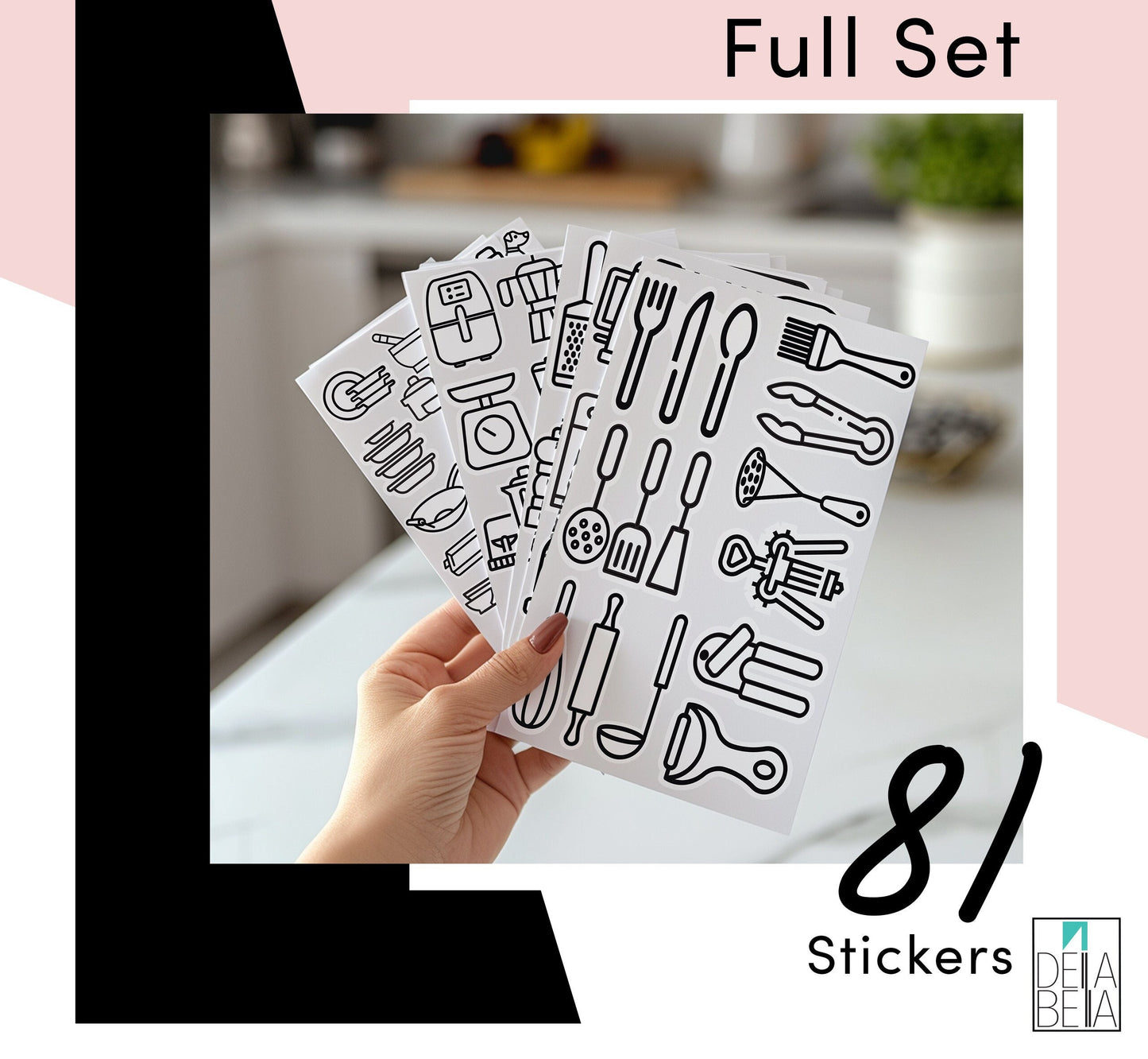 Home Organization Labels Kitchen Utensil Stickers Kitchen Pantry Vinyl Stickers Cabinet Label Stickers Airbnb Stickers for Drawers, Pantry
