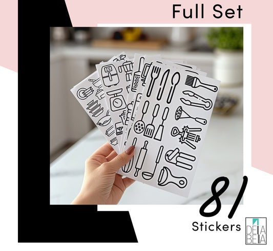 Home Organization Labels Kitchen Utensil Stickers Kitchen Pantry Vinyl Stickers Cabinet Label Stickers Airbnb Stickers for Drawers, Pantry