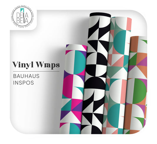 Bauhaus Peel and Stick Geometric Vinyl Wrap for Furniture, Fridge, Tables, Tile Stickers, Kitchen Cabinets , Self Adhesive, Stair Stickers