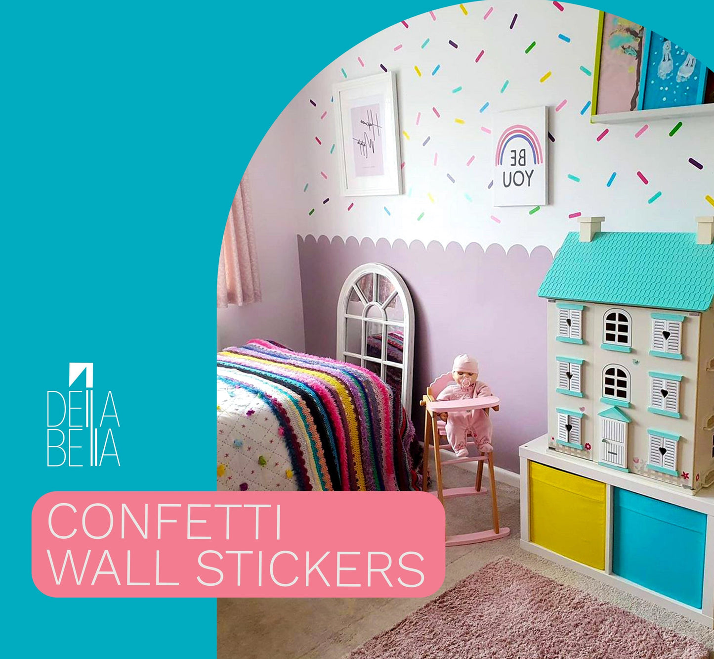 Wall Stickers for Girls Bedroom Baby room Nursery Rainbow Confetti Sprinkles Playroom 220x Decal Donut Sprinkles Look Like Wallpaper