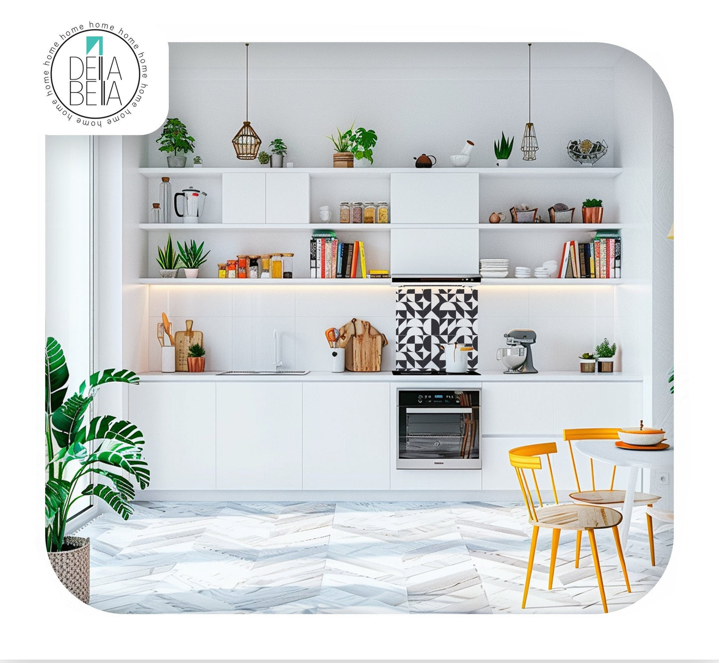 Bahaus inspired Geometric Vinyl Wrap for Furniture, Fridge, Tables, Tile Stickers, Kitchen Cabinets Wrapping, Self Adhesive, Stair Stickers