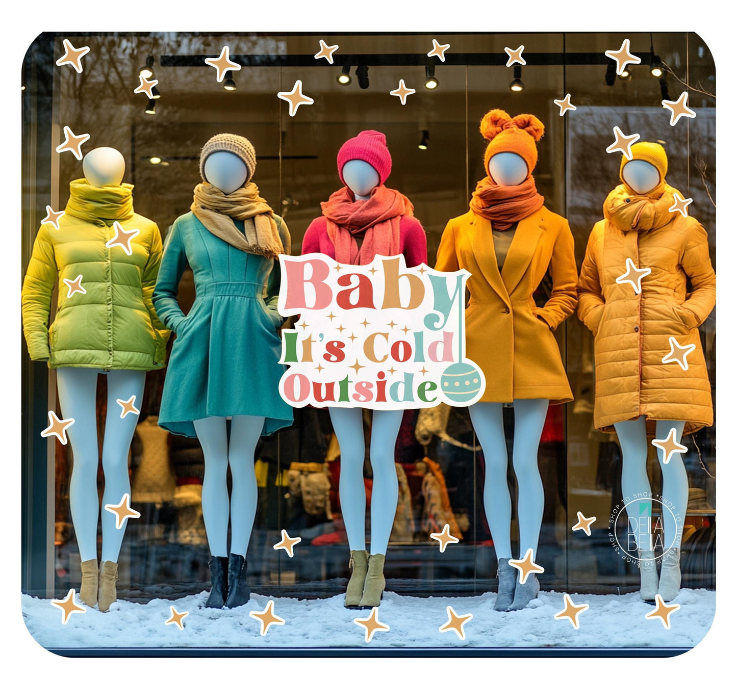 Christmas Decal Stickers, Shop Winter Scene Window Cling, Reusable Christmas Window Sticker Shop Decals Merry Christmas Vinyl Static Cling