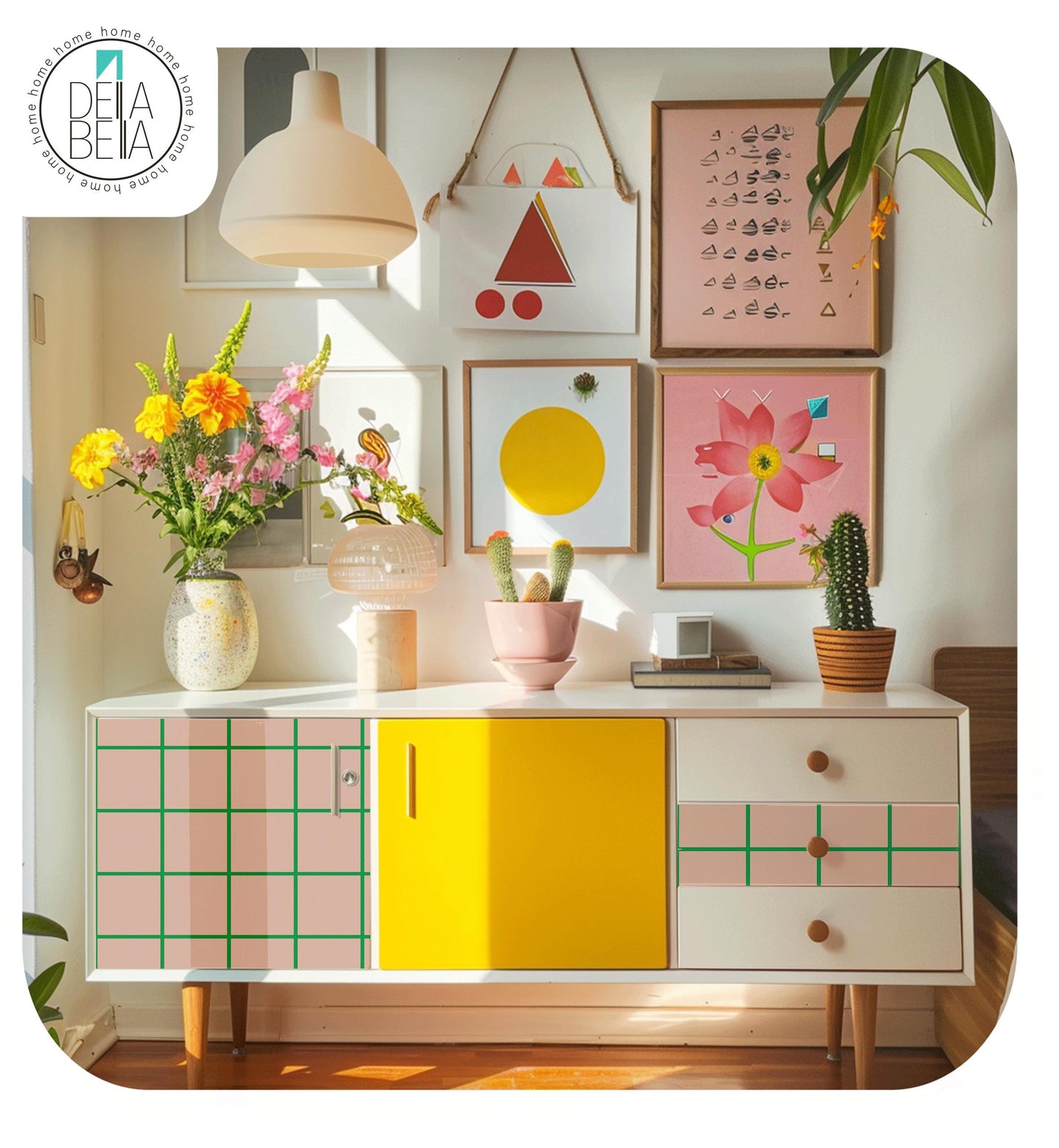 Retro Decor 80'S Decor Walls Vinyl Wrap, Bold Peel & Stick , Vintage, Kitchen Cabinets Shelves Dishwasher, Fridge Wrap Geometric Maximalist