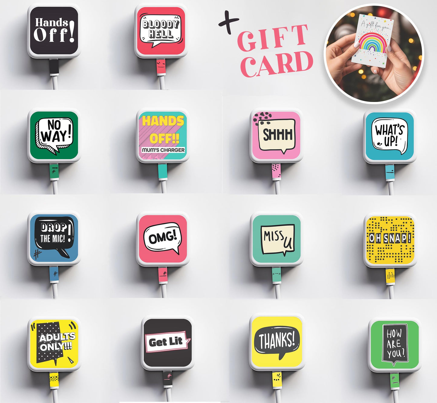 Eve Box Fillers For Adults Christmas Gift Stocking Teens Kids Women Mum Personalised Charger Rainbow Sticker 3x Set STICKER ONLY