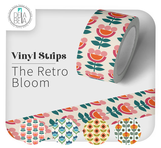 Retro Mid-Century Floral Door Edge Stickers | Vinyl Strips