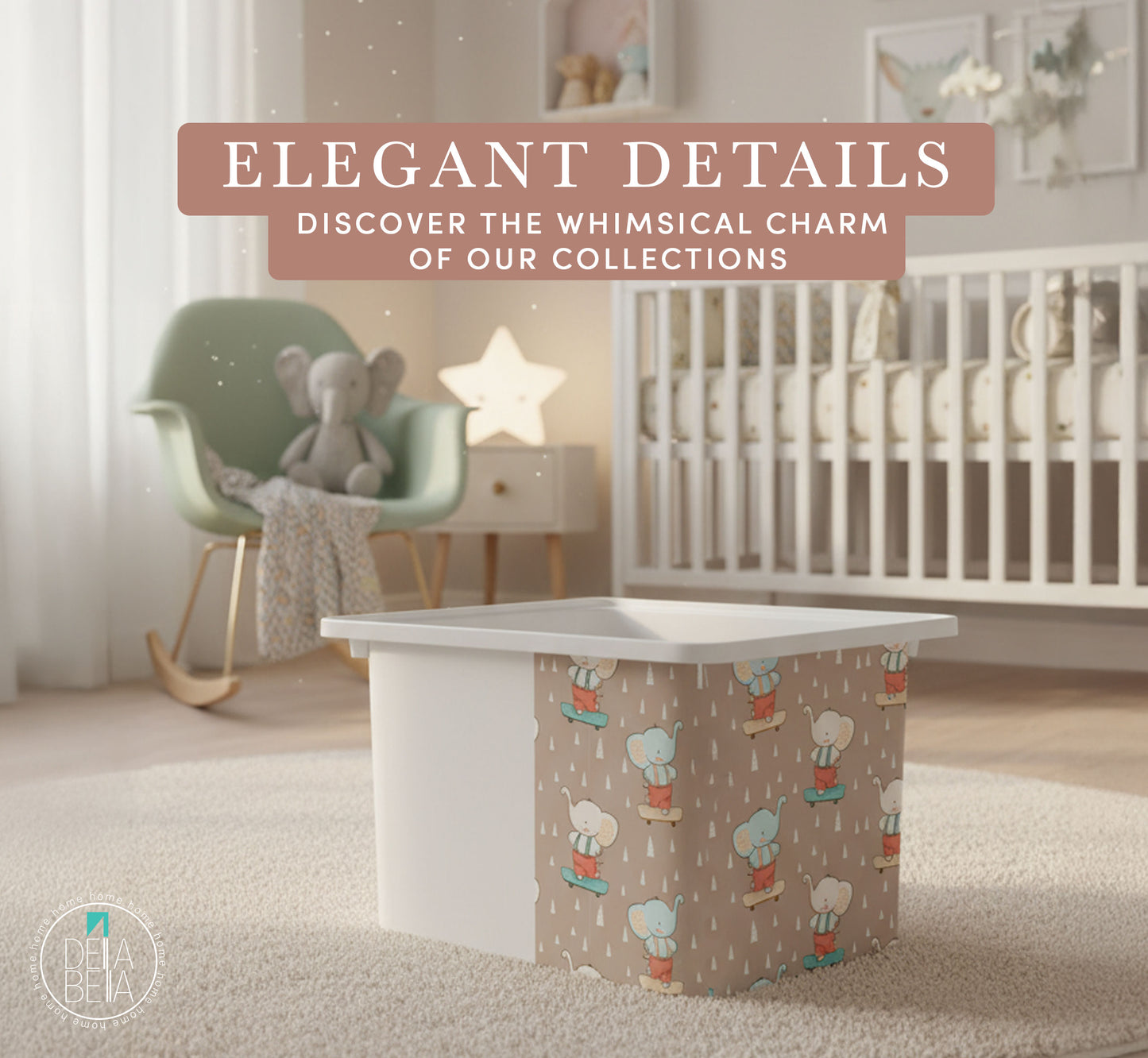Children's room showing a with a trofast storage twith a sticker elegant details.