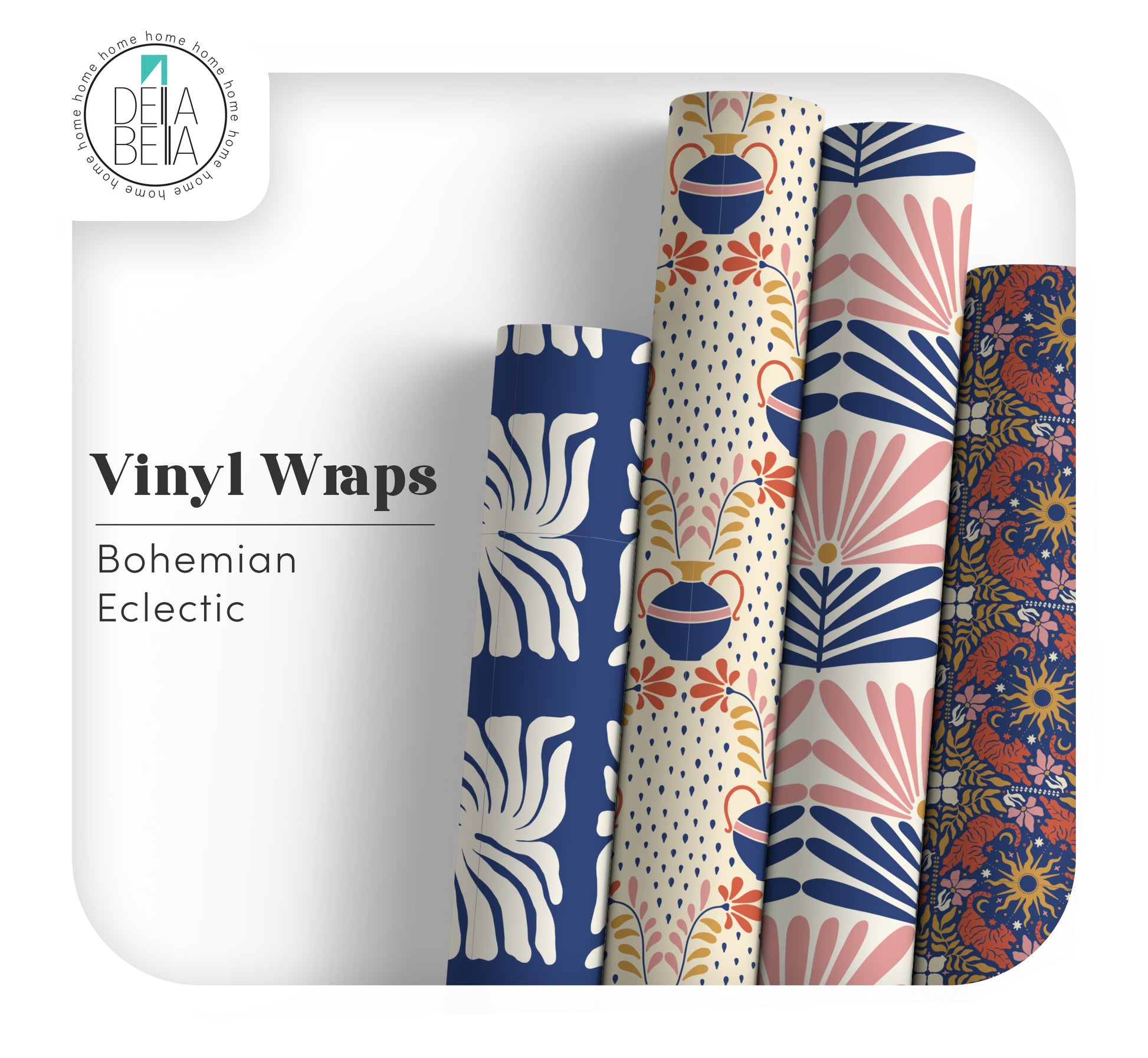 roll of Peel Stick Retro Bohemian Vintage Maximalist Vinyl Wraps Groove Retro Decor Floral Vinyl Wraps for Furniture Kitchen Cabinet Makeover
