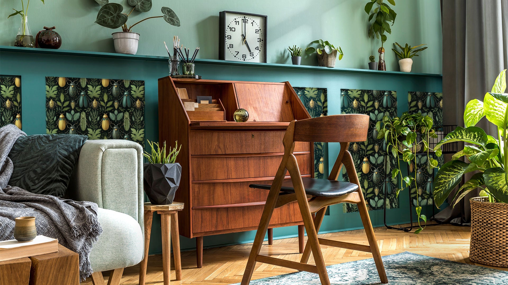 Vinyl for furniture Retro vinyl wrap used on a side board. sticky back plastic for furniture, wrap kitchen cupboards, kitchen cupboard wrap