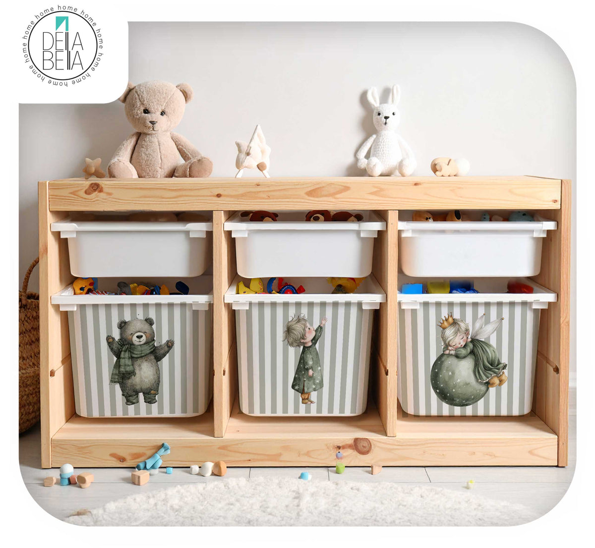 Stroybook Whimsical Fairy Stickers compatible with IKEA Trofast Boxes | Earthy Japandi Unisex Nursery Decor