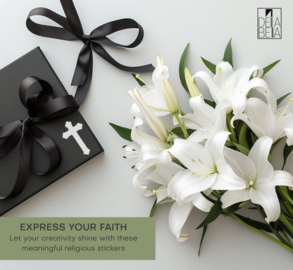 Cross Stickers UK (56 Pack) - Religious Decals for Christening, Baptism & Crafts