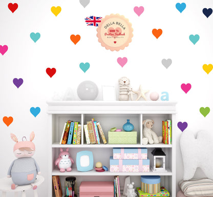 Rainbow Heart Wall Stickers UK (88pcs)