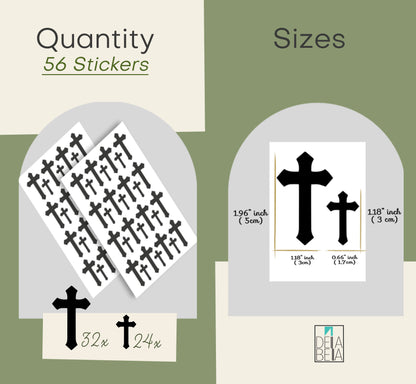 Cross Stickers UK (56 Pack) - Religious Decals for Christening, Baptism & Crafts