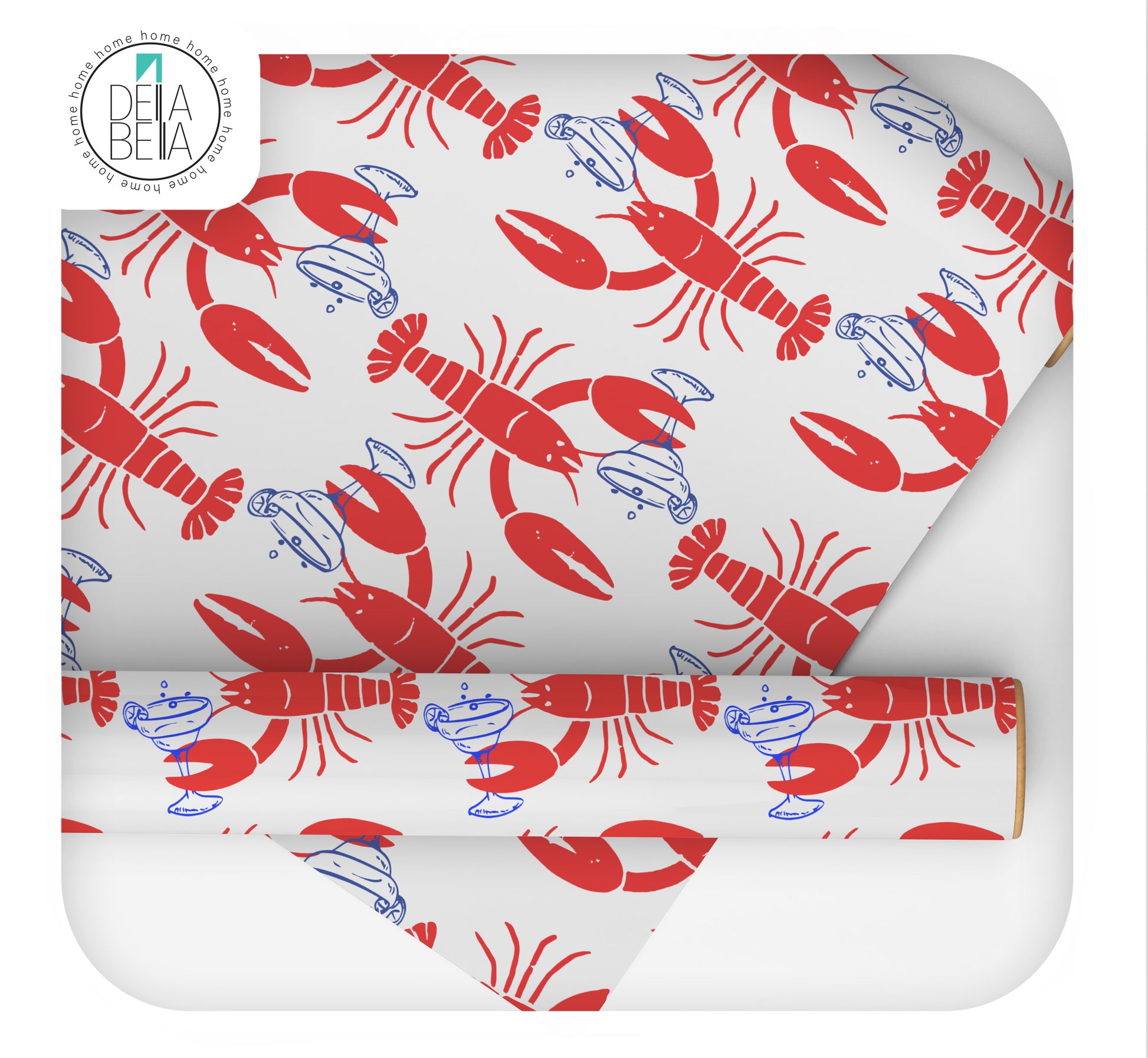 roll of Maximalist Decor Vinyl for Kitchen Cabinets Lobsters Cabinet Wrap Vinyl Quirky Kitchen Mediterranean Style Nautical Kitchen Furniture Wrap