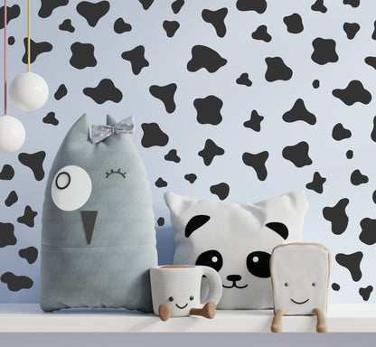 Cow Print Pastoral Wall Stickers 142x Black Cow Spot Decal Animal Decor Girls Bedroom Dot Spot Nursery Home Decor Removable for UK