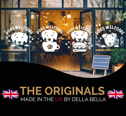 Dogs Welcome Shop Window Sticker Burger places, coffee shops, restaurants 