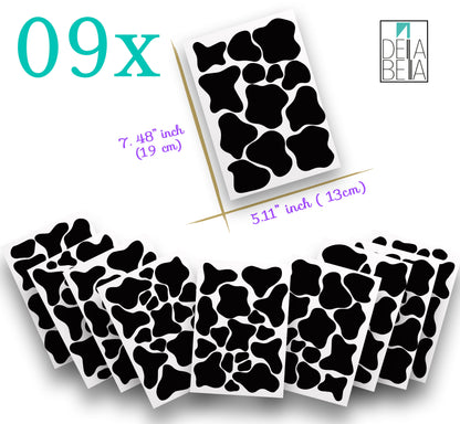 Cow Print Pastoral Wall Stickers 142x Black Cow Spot Decal Animal Decor Girls Bedroom Dot Spot Nursery Home Decor Removable for UK