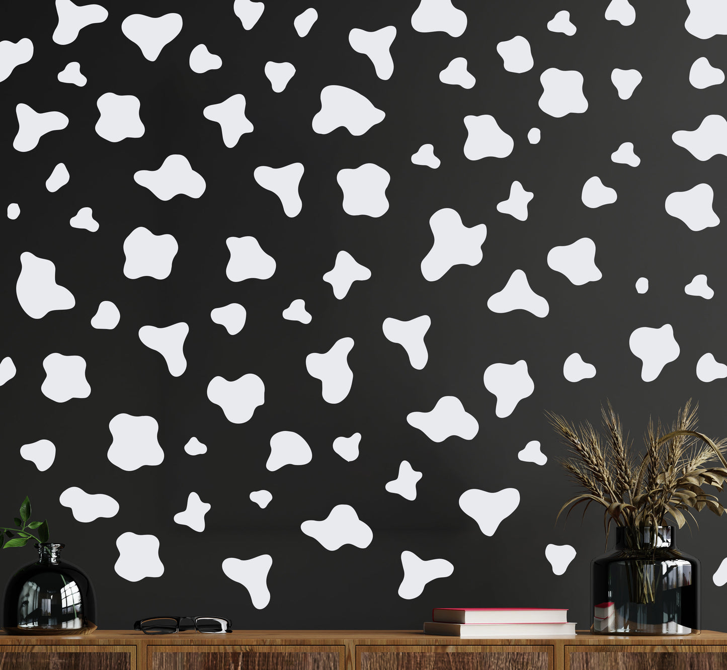 Cow Print Spots Wall Stickers Animal Decor Dot Decal Vinyl Decals Peel and Stick Removable for Nursery Home Decoration Furniture
