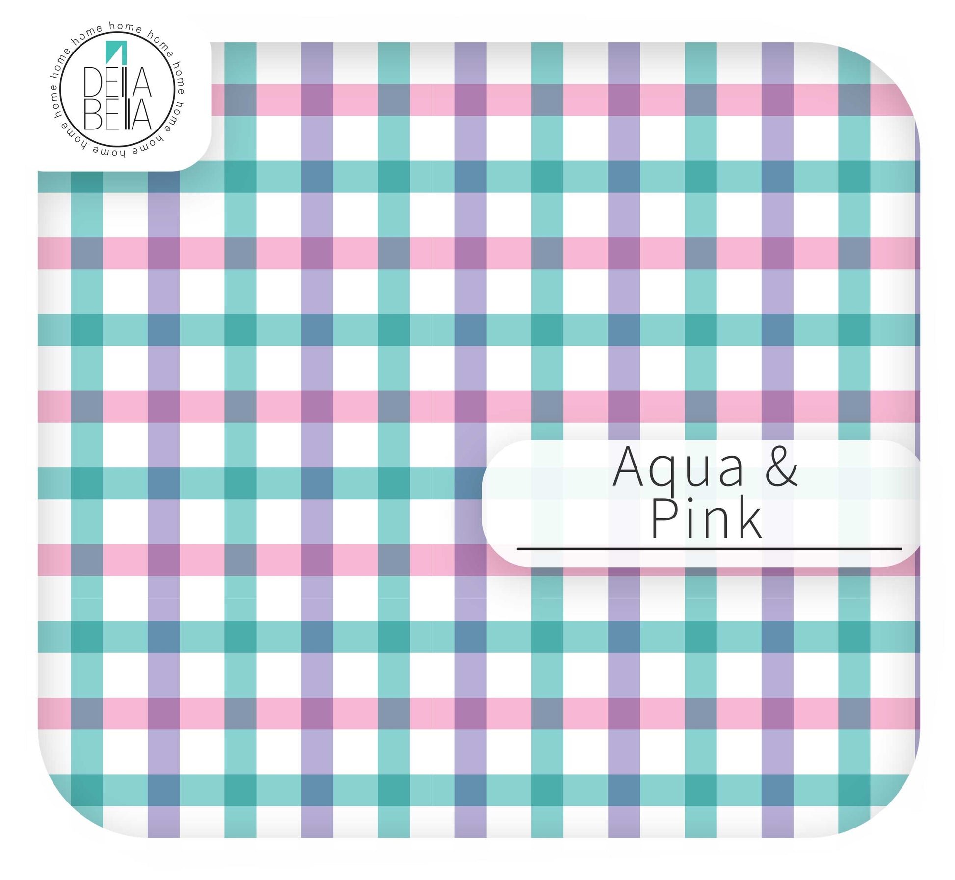 Aqua and Pink gingham furniture sticker sheet for a maximalist dopamine decor kitchen refresh.