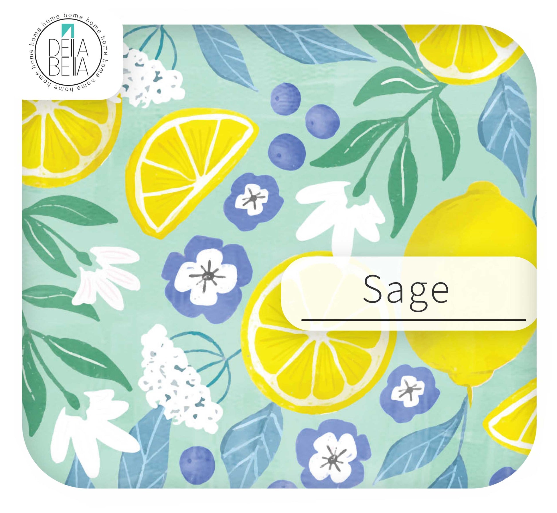 Fruit-themed mouse pad with lemons, blueberries, and flowers on a light green background, featuring the brand 'Dee Biea'.