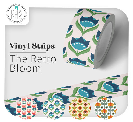Retro Mid-Century Floral Door Edge Stickers | Vinyl Strips