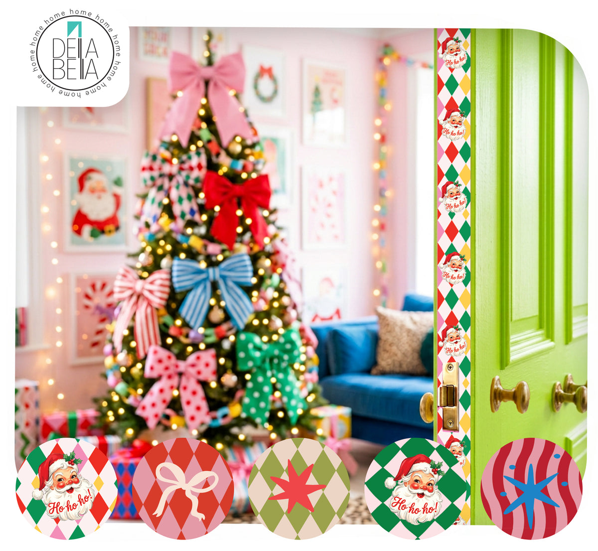 Vintage Christmas Door Edge Stickers, Detail Strips & Stair Risers