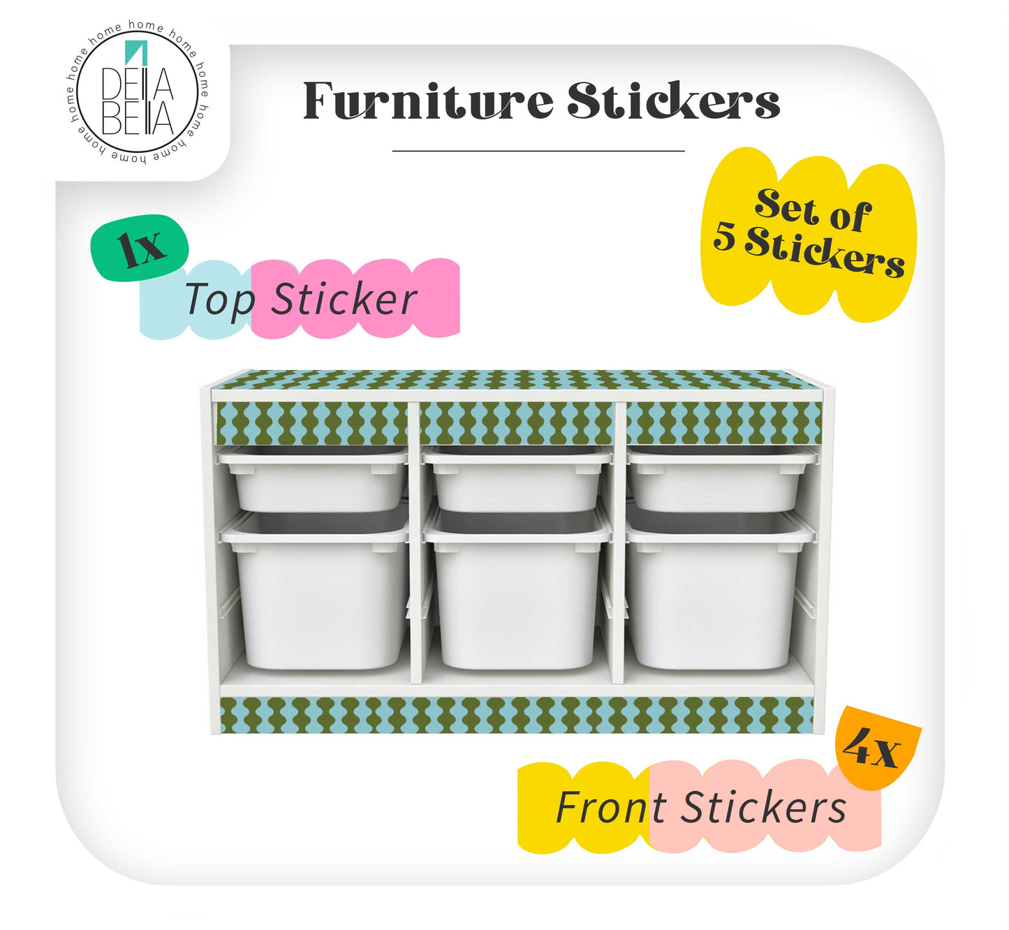 Retro Wave Stickers for IKEA Trofast Unit & Bins