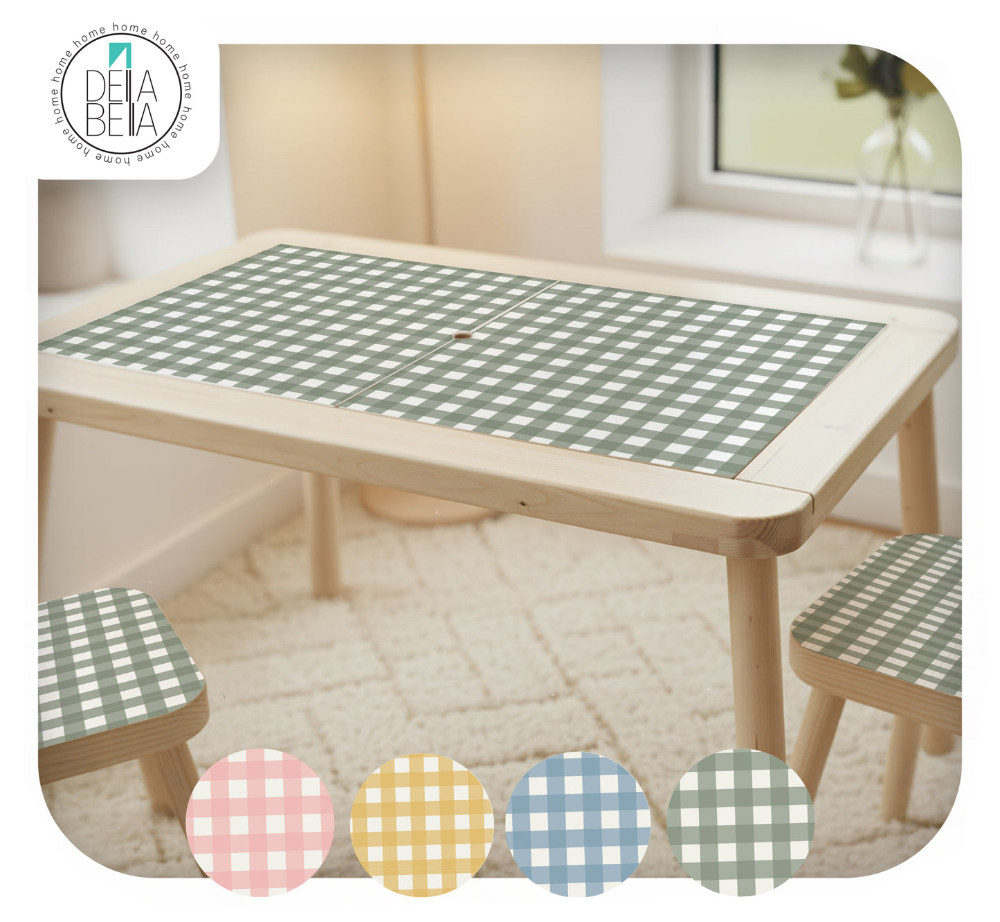 Gingham Ikea Flisat Table Sticker
