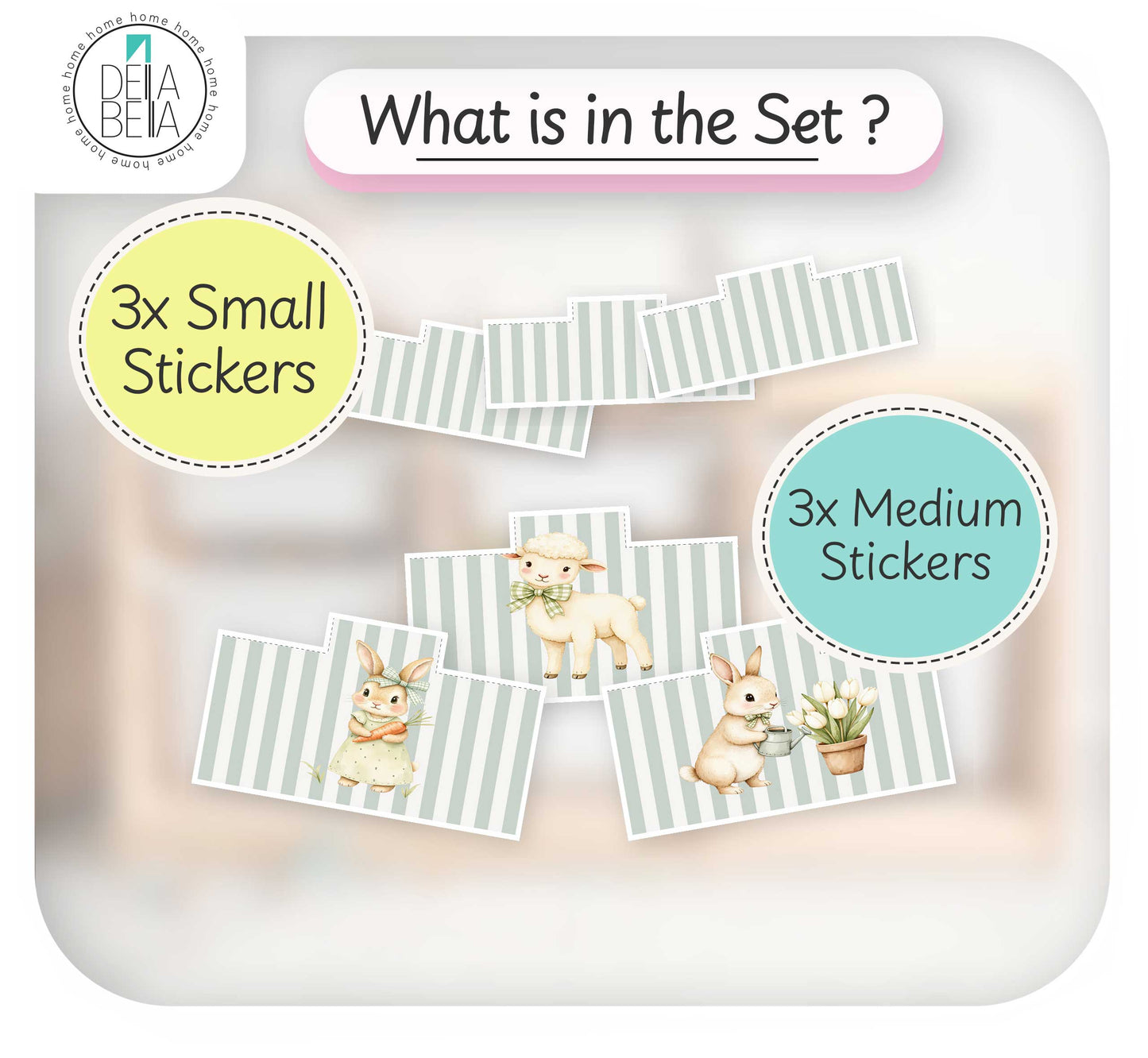 Woodland Bunny & Lamb Decal Stickers for IKEA Trofast Storage | Sage Green Nursery Furniture Decals