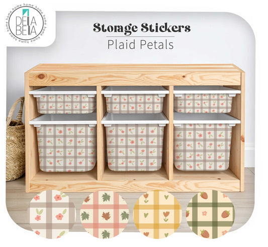 Neutral Gingham Vinyl Wraps (Fits IKEA® Trofast) | Kids Room Storage