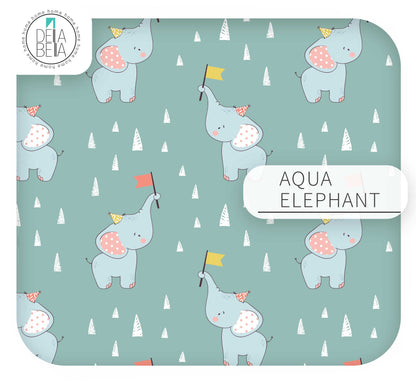ikea trofast sticker elephant pattern on a teal background, featuring the brand 'Delia Bella'.