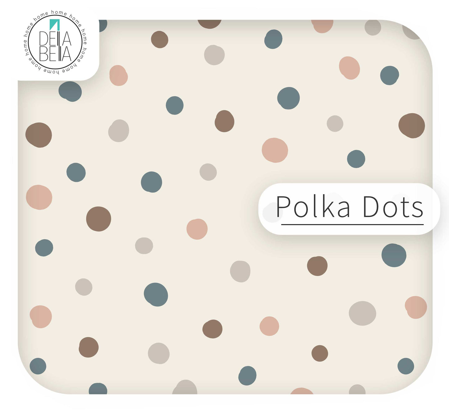 Polka dot trofast ikea hack sticker with 'Delia Bella' branding on a white background