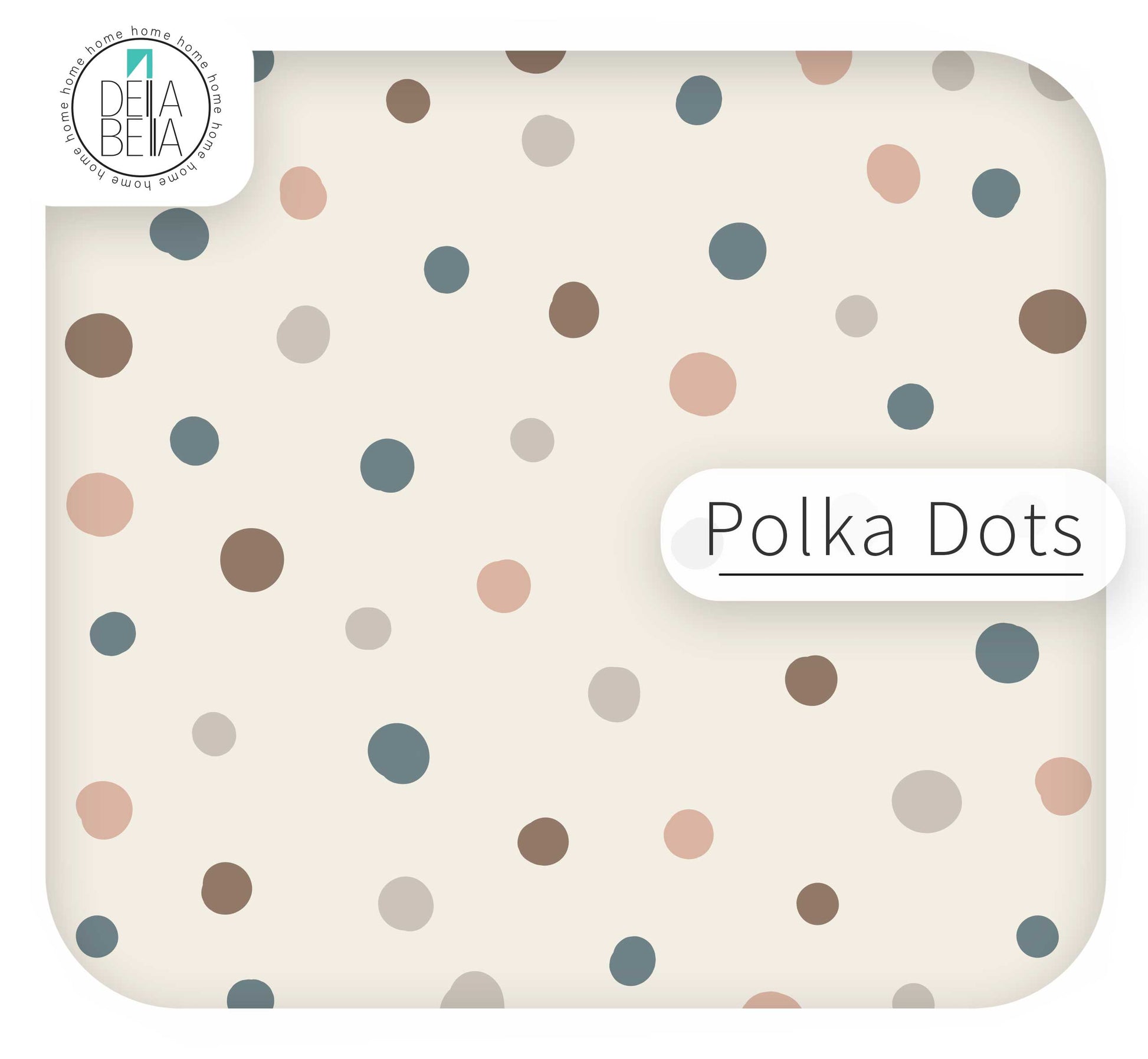 Polka dot trofast ikea hack sticker with 'Delia Bella' branding on a white background