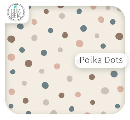 Polka dot trofast ikea hack sticker with 'Delia Bella' branding on a white background