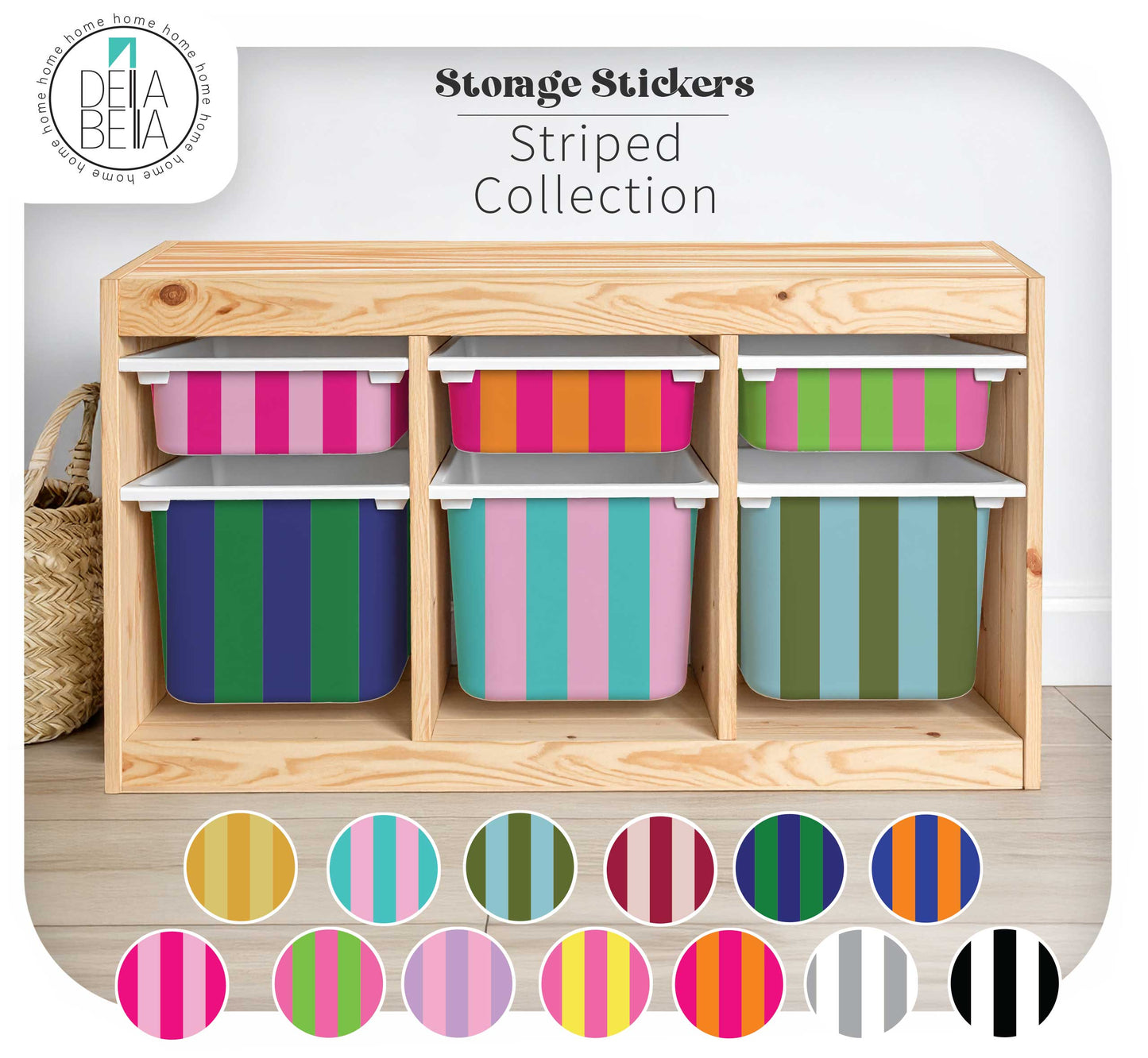 Colourful Striped Stickers for IKEA Trofast Storage & Boxes
