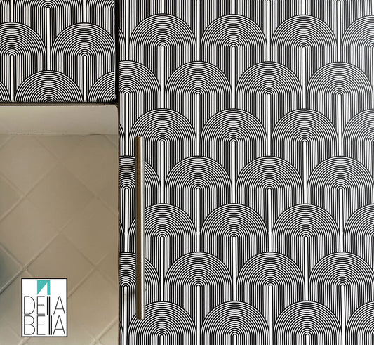 Japandi Arches & Lines Vinyl Wrap: Boho Style for Kitchen & Furniture