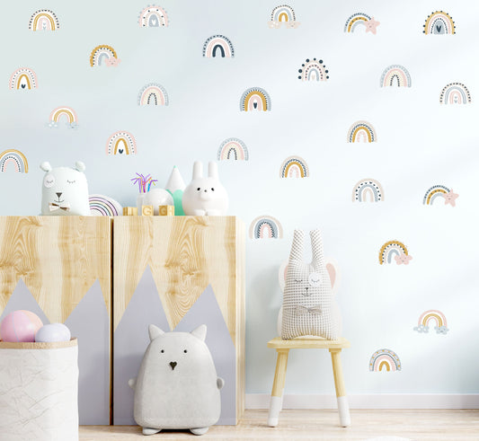 Boho Rainbow Wall Stickers Baby Room Decor Kids Bedroom Decals Nursery Playroom Decoration Wall Art UK