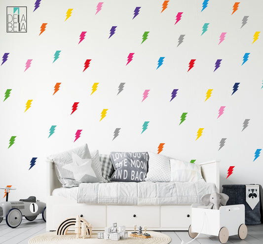 Lightning Bolt 11 Sheets Wall Stickers Removable Rainbow Colours Girls Boys Bedroom Kids Room Nursery Playroom  Baby Peel Stick 110 Pack