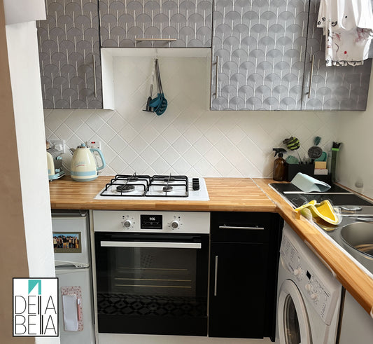 Japandi Arches & Lines Vinyl Wrap: Boho Style for Kitchen & Furniture