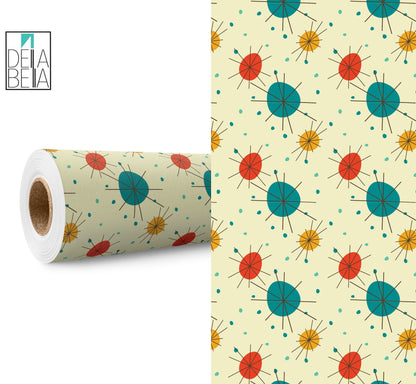 Mid Century 60s Vinyl Wrap, Furniture Stickers Vinyl Wrapping For Furniture Geometric Peel & Stick Wrap Vinyl Home Decor, Home Decoration