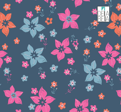 A vinyl wrap with a bohemian floral pattern in retro colors applied to a flat surface.