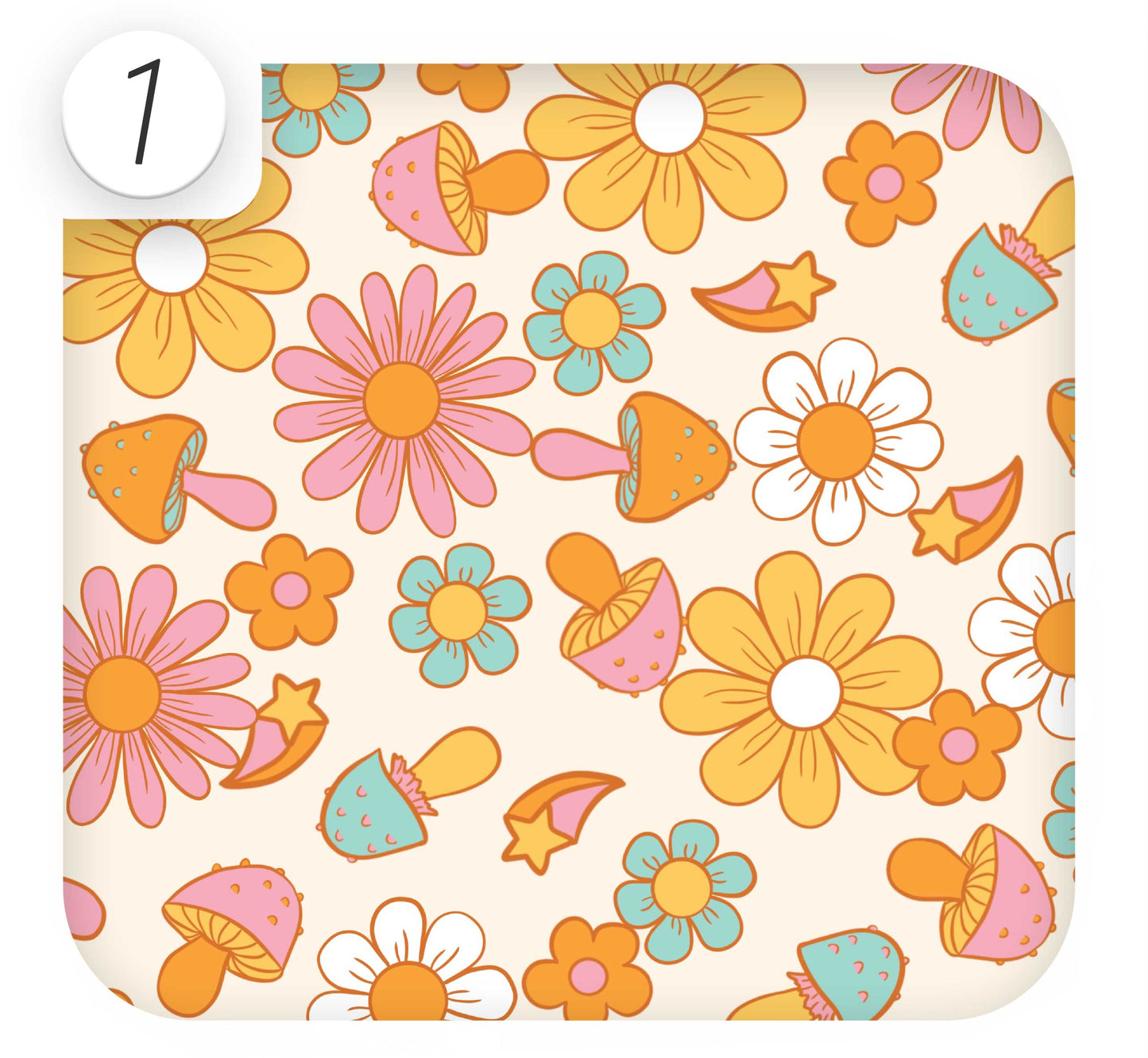 70s style orange and yellow retro floral peel and stick vinyl wrap for upcycling.