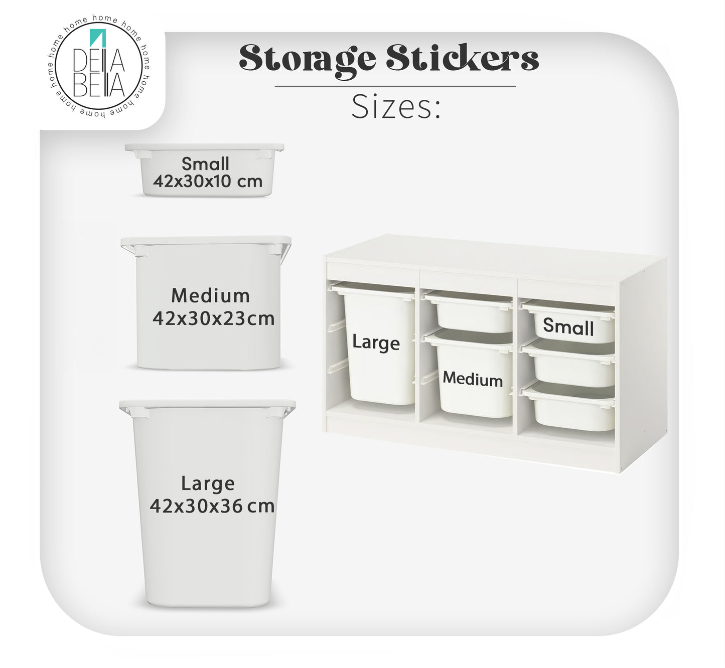 Scallop IKEA Trofast Stickers - Set of 6 Vinyl Decals for Nursery Storage Bins - Blush, Teal & Camel - IKEA Hack UK