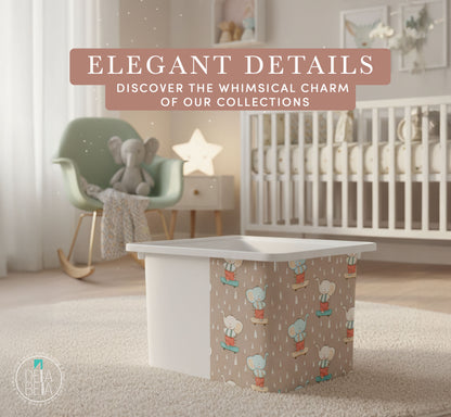 Children's room showing a with a trofast storage twith a sticker  elegant details.