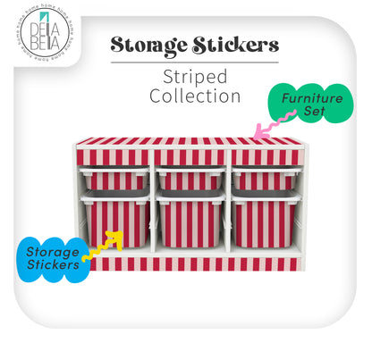 Colourful Striped Stickers for IKEA Trofast Storage & Boxes