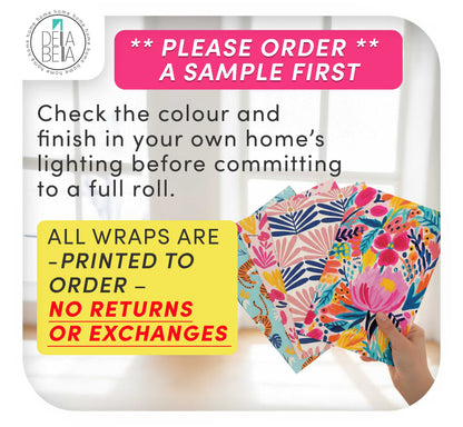 Maximalist Floral Lemon Vinyl Wrap | Sticky Back Plastic for Furniture | Retro Design